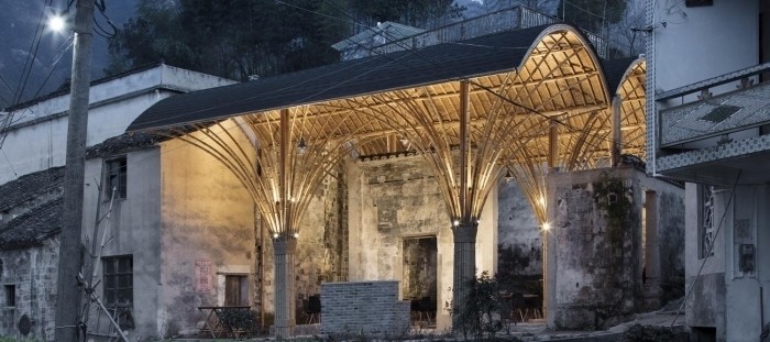 Bambusový pavilon v Číně