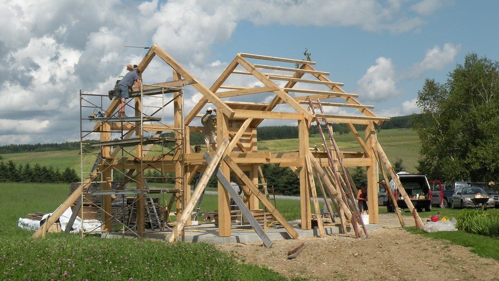 dřevěná garáž s obytným podkrovím