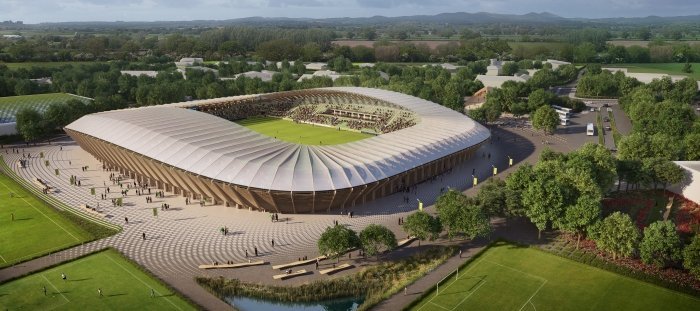 Pohled na stadion z ptačí perspektivy