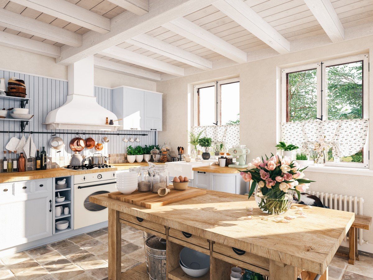Bílá rustikální kuchyně Provence
