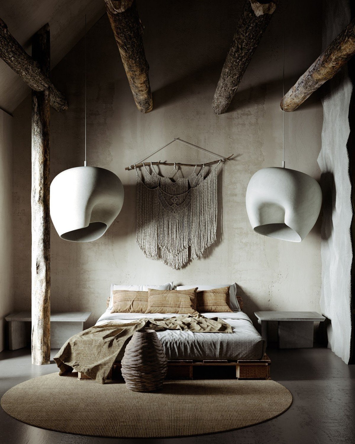 boho styl ložnice