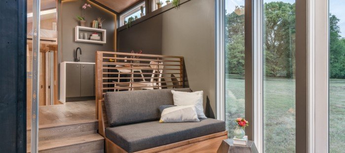 Tiny house ze dřeva a skla