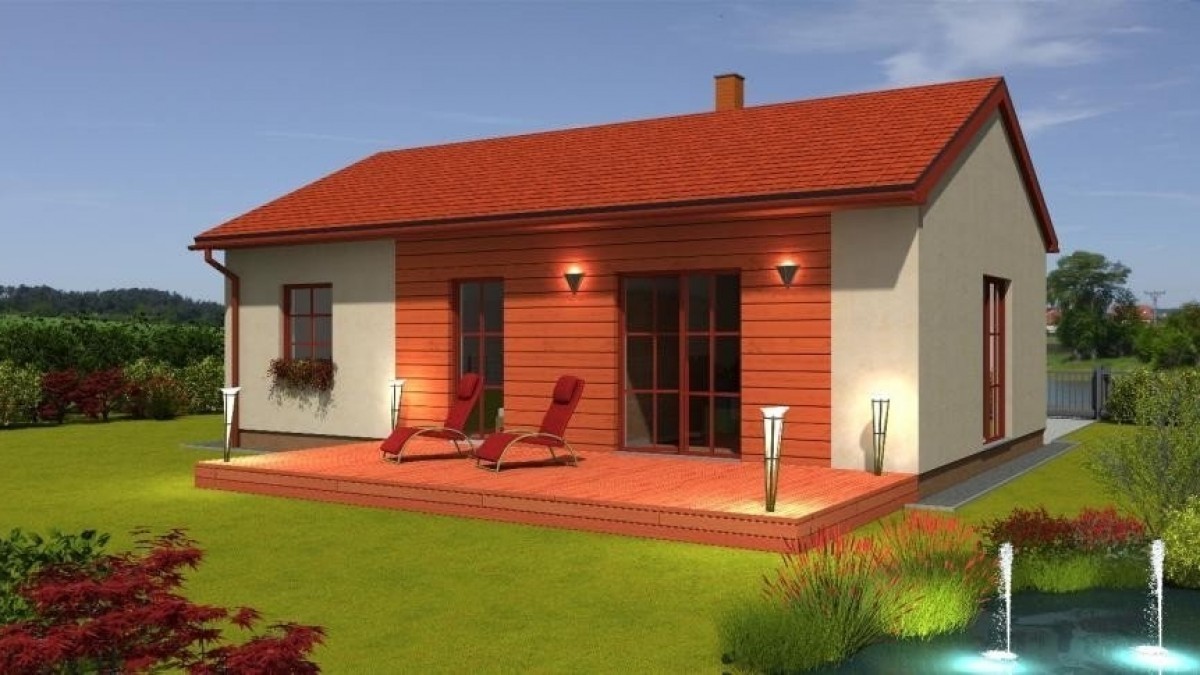 Skromné bydlení pro mladý pár s dítětem nebo straší manžele – bungalov Aurelius s dispozicí 3+kk si obl