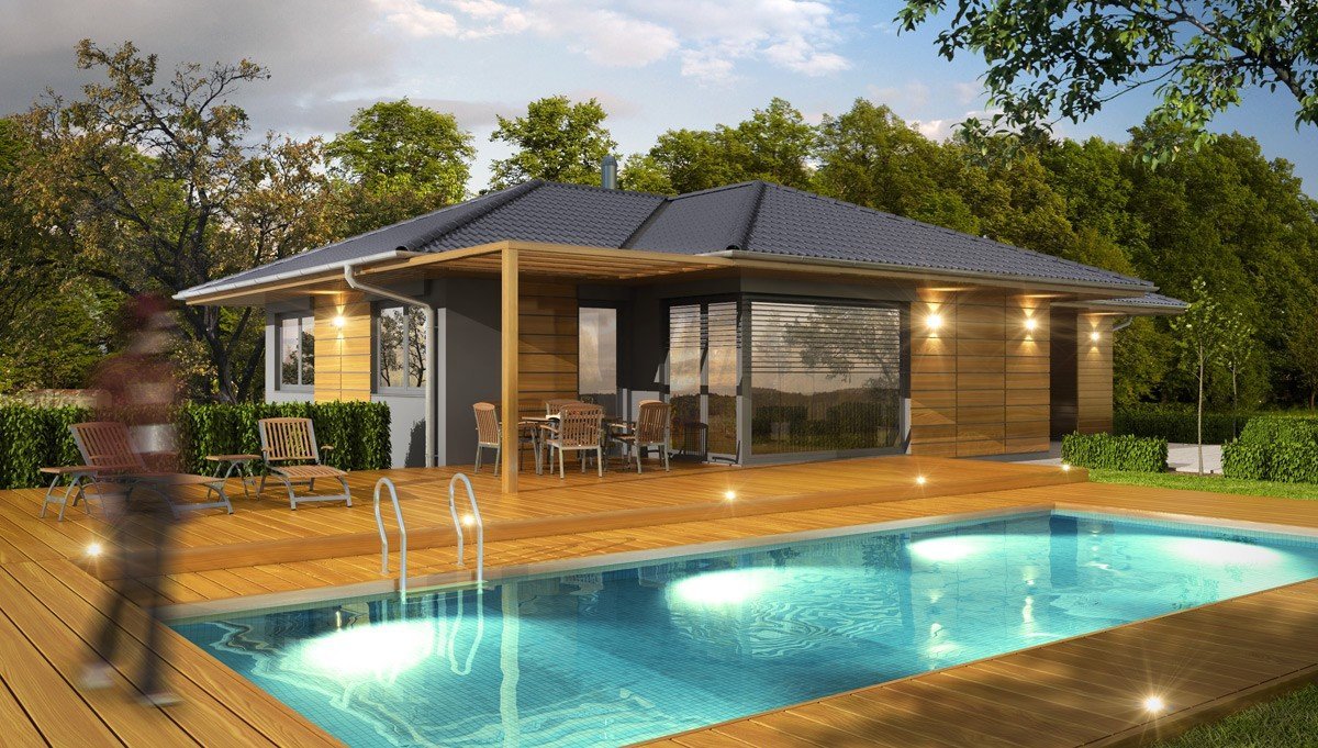 Bungalov 4+kk do L s bazénem a garážovým stáním
