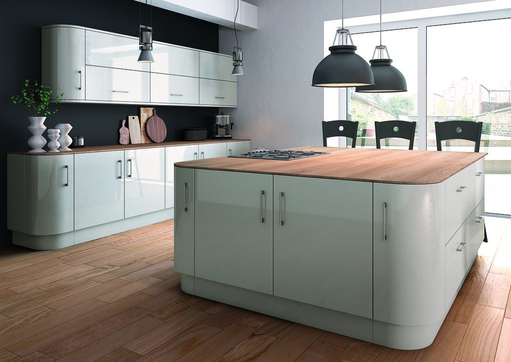 Designový kuchyňský ostrůvek se zaoblenými rohy