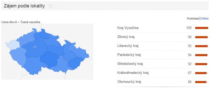 Mapa kraje čr