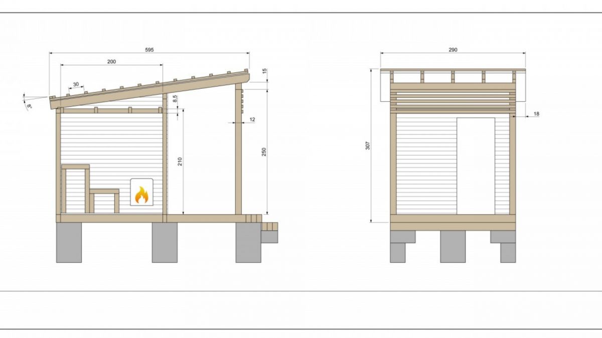sauna – výkres ke stažení