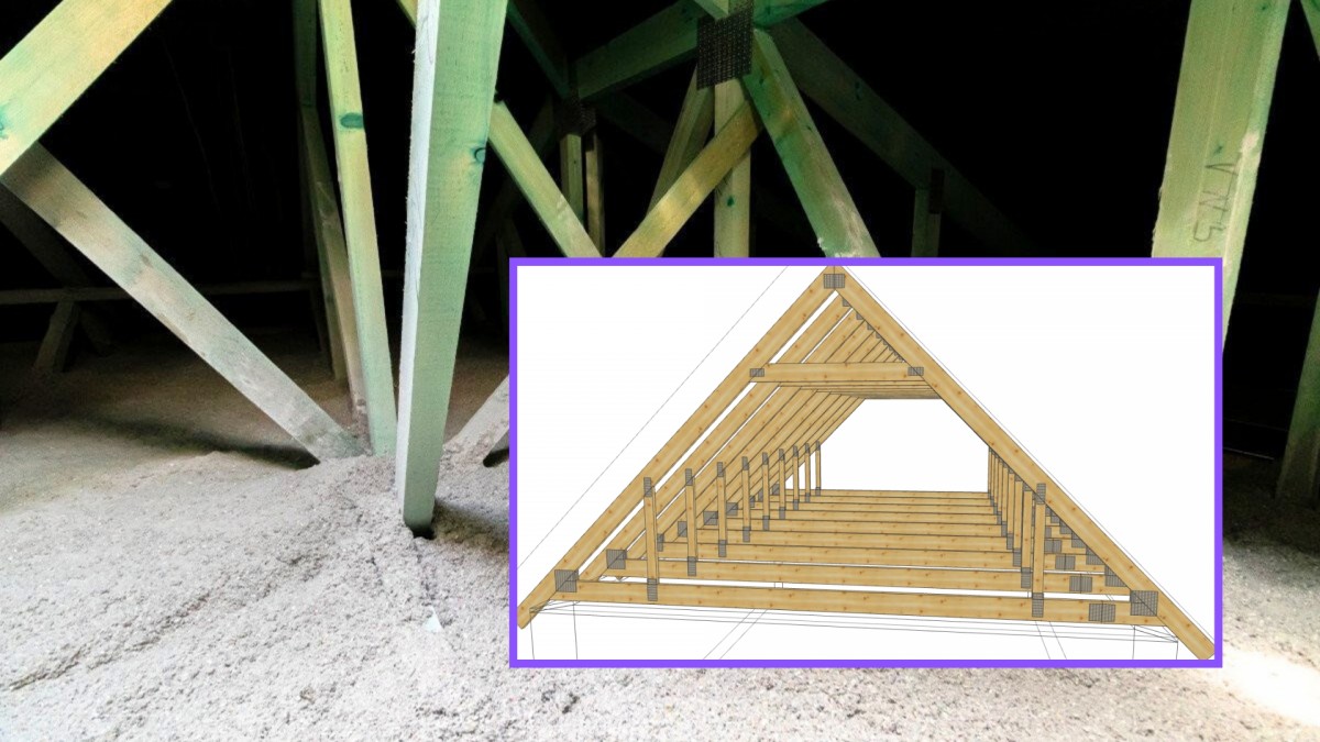 Střecha z příhradových vazníků umožňuje využít obytný i úložný prostor