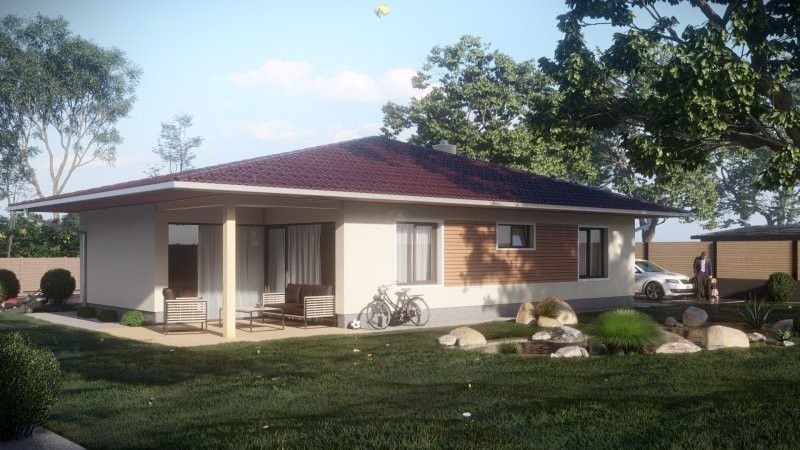 Bungalov do L s krytou terasou