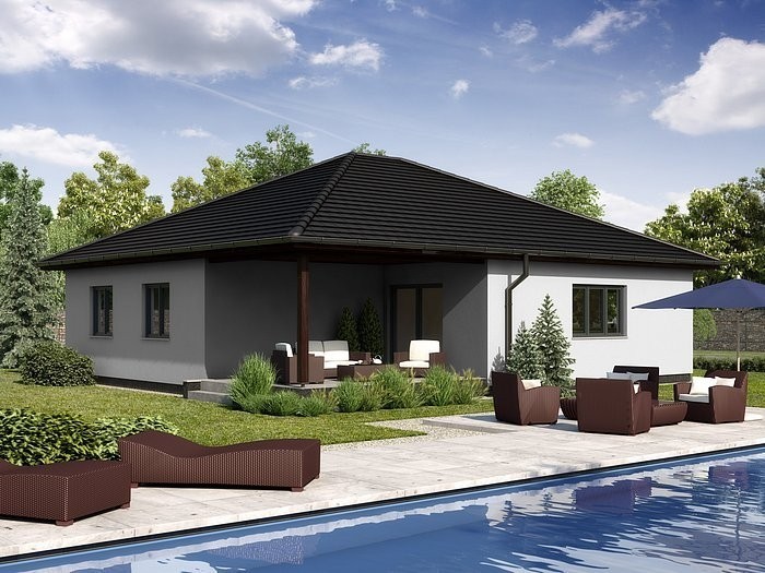 Bungalov do L s krytou terasou