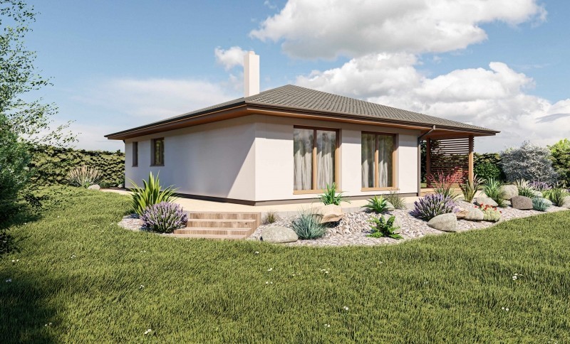 Bungalov do L s krytou terasou