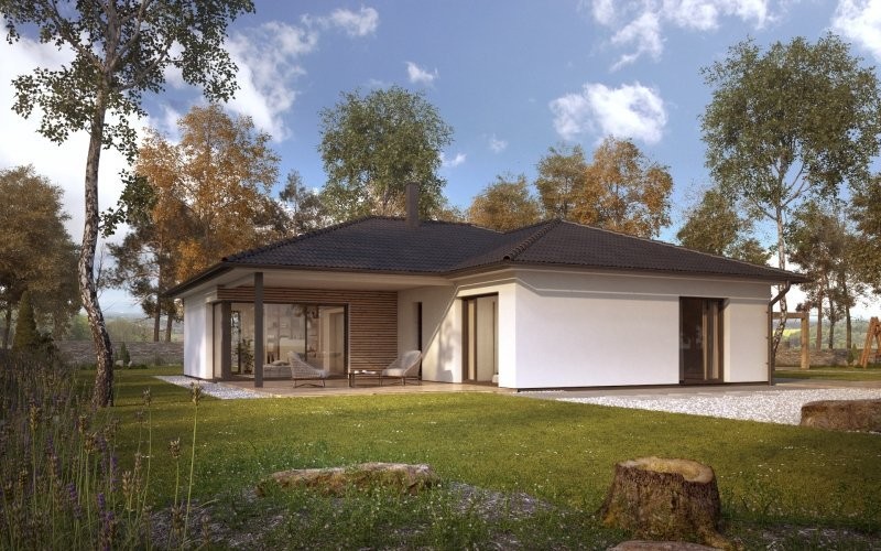 Bungalov do L s krytou terasou