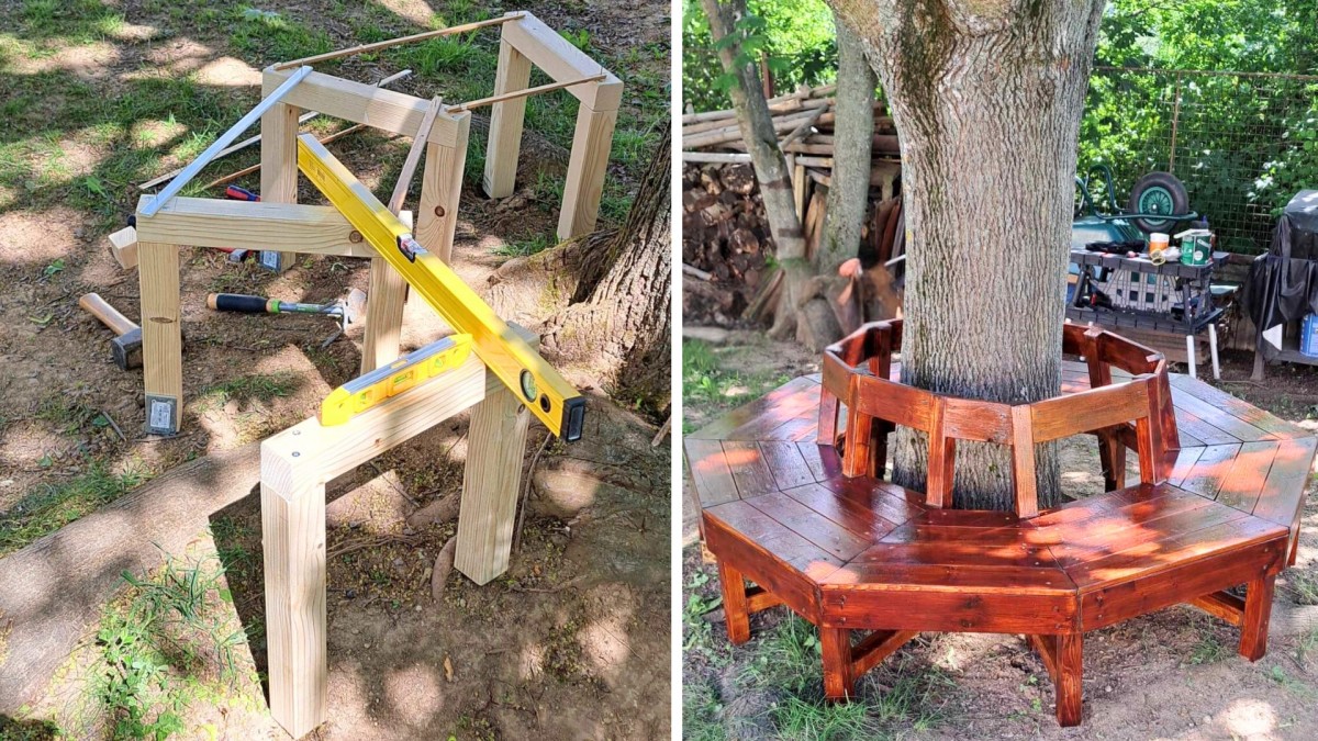 Školník Martin vytvořil žákům a učitelům venkovní posezení 