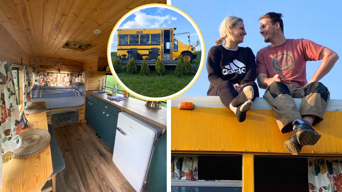 Mladí manželé přestavěli starý americký školní autobus na luxusní tiny house