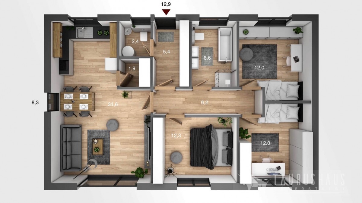 Moderní bungalov do obdélníku
