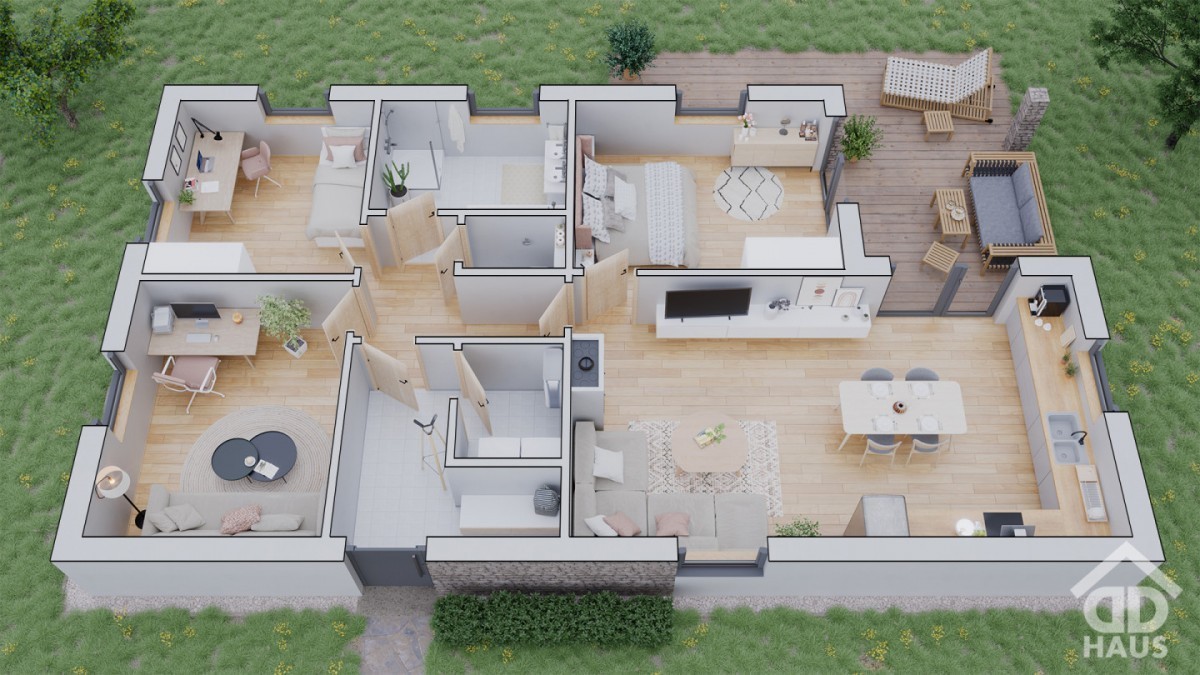 Půdorys bungalov 4+kk