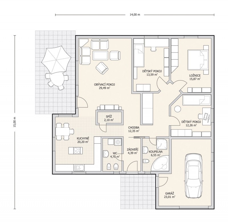 Bungalov 4kk s užitnou plochou 145 m2