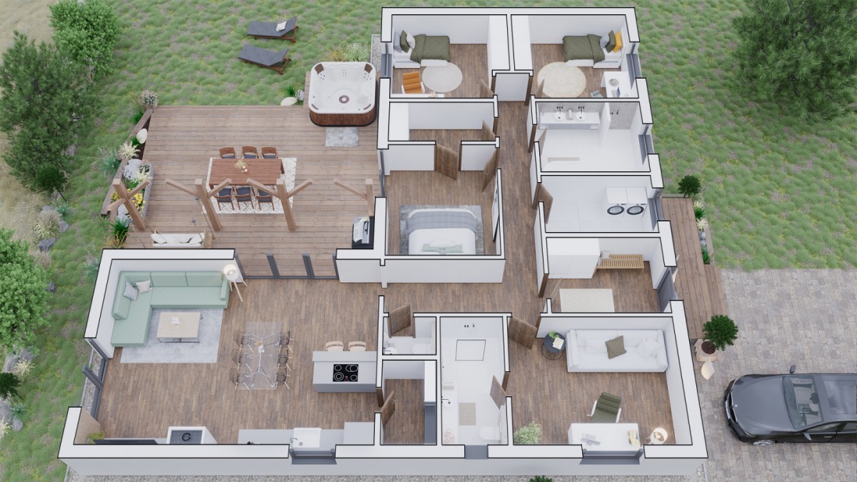 Rodinný moderní bungalov na klíč