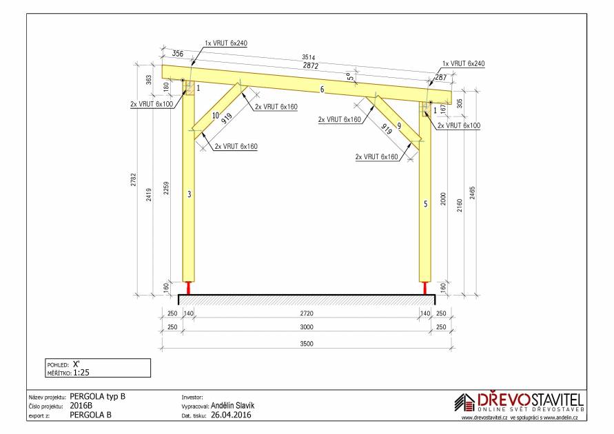 pergola výkres
