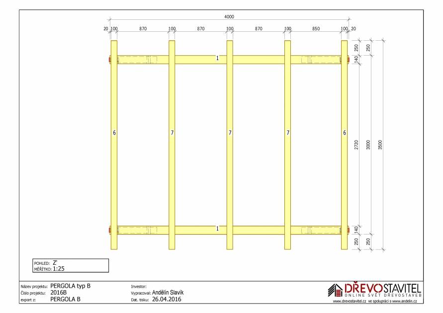 pergola výkres