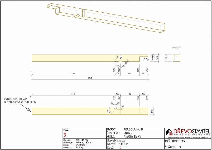 pergola výkres