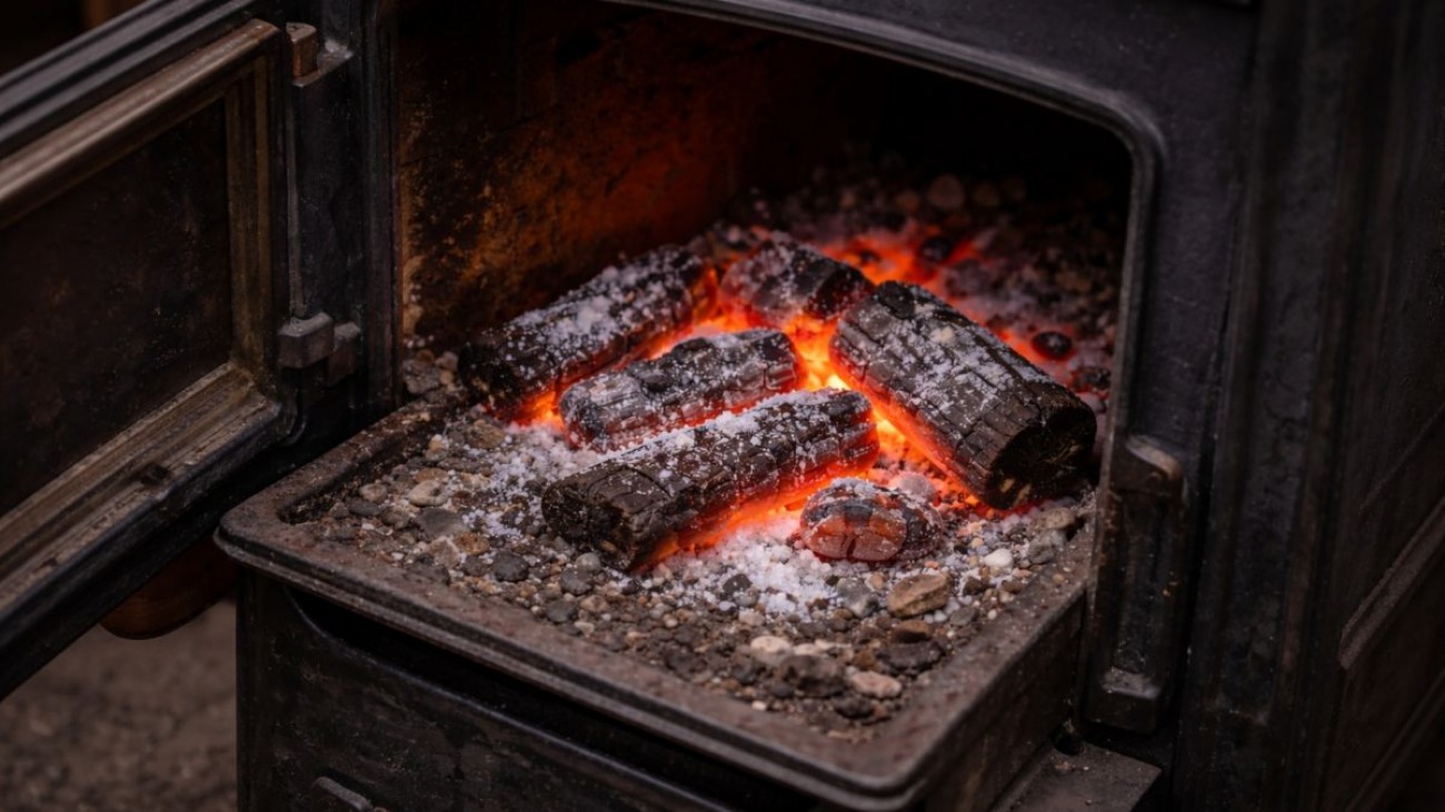 Čištění komína solí