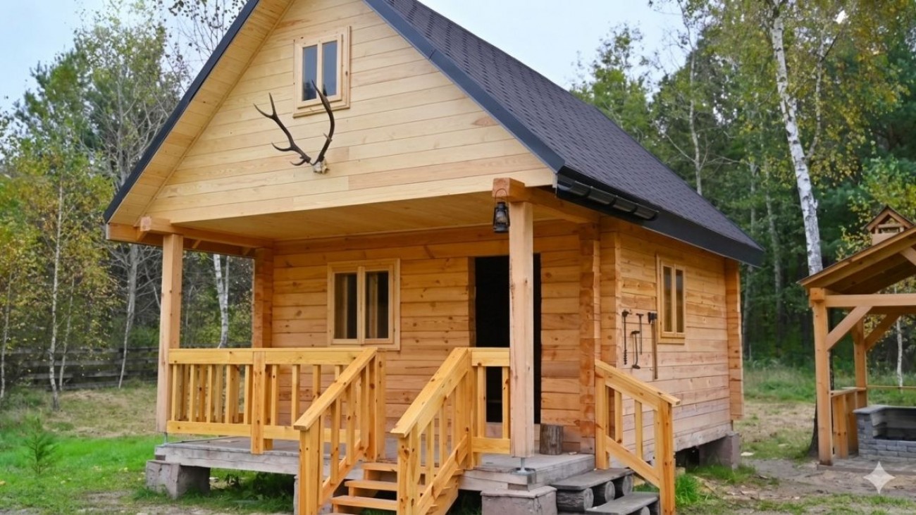 Srub v lese svépomocí