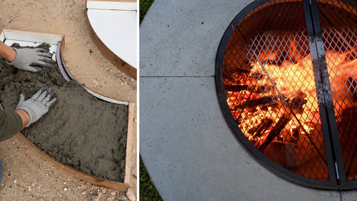 Postavil si moderní betonové ohniště. Nejde z něj kouř a hodí se i na grilování