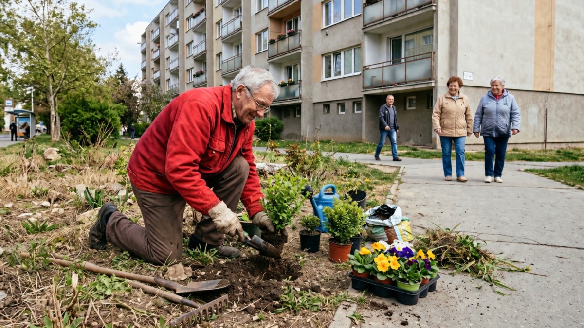 Senior zasadil zeleň mezi paneláky. Dostal pokutu 5 000 Kč