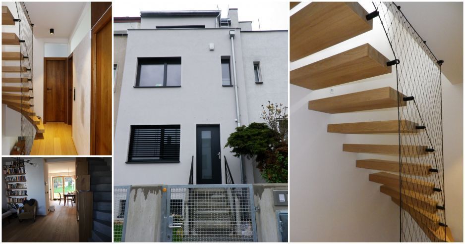 Pasivní dům renovace funkcionalistického řadového domu koláž