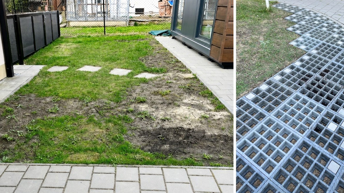 Namísto zámkové dlažby vsadila na zasakovací rošty. Ušetřila čas i peníze za složité stavební práce