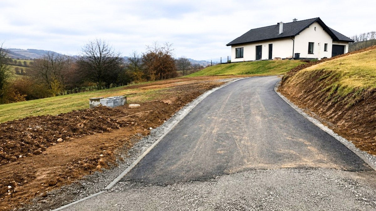 Postavili příjezdovou cestu za čtvrt milionu, aby získali stavební povolení. Pak ji museli darovat obci