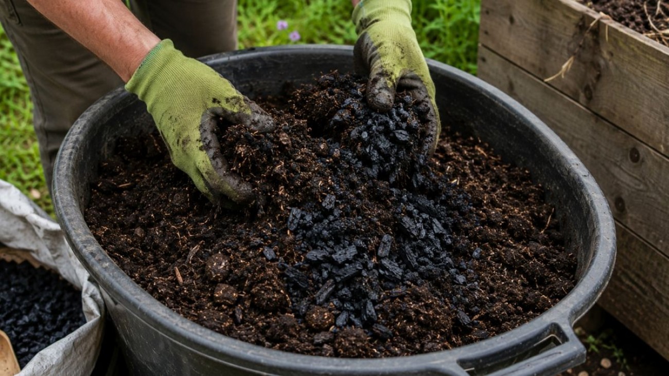 Biochar pomáhá rostlinám zvládat sucho. Stačí ho použít jednou a vydrží v záhonu staletí