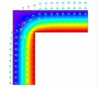 Rozložení teplot v rohu stěny dřevostavby