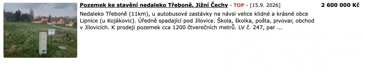 Stavební pozemek za dobrou cenu