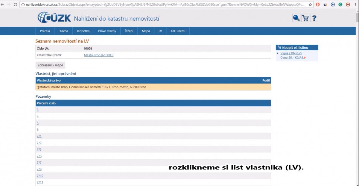 nahlížení do katastru nemovitostí