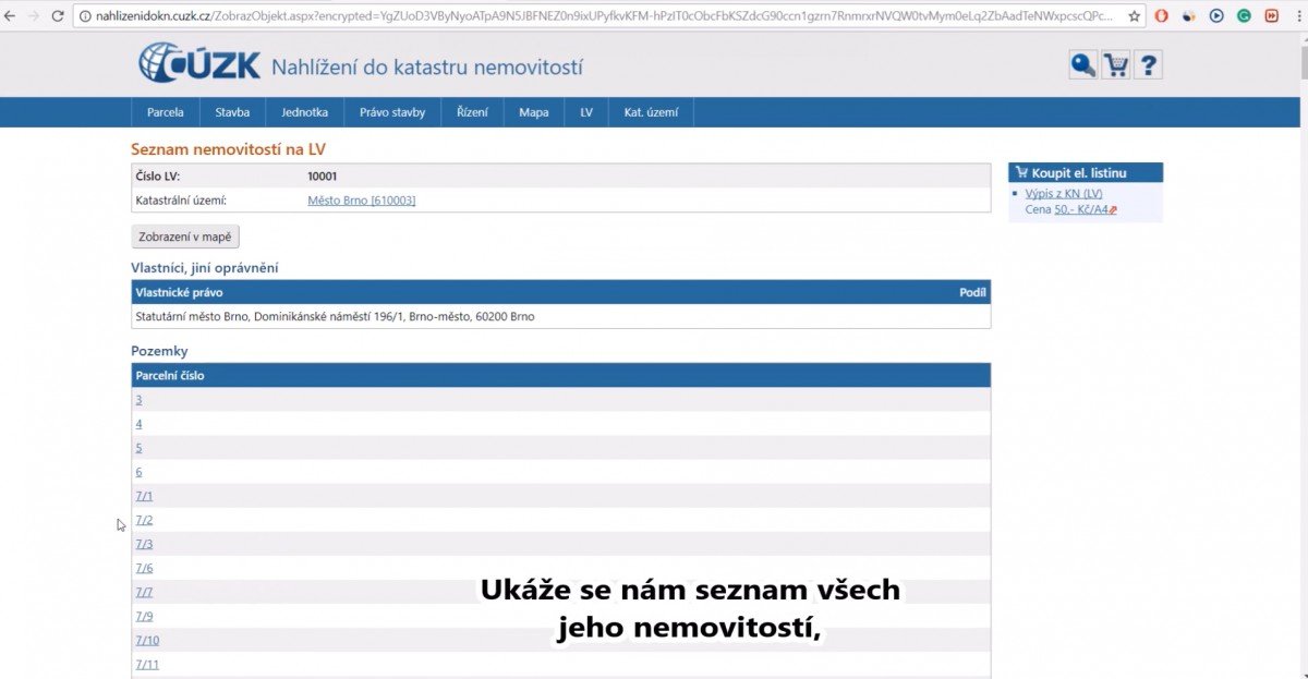 nahlížení do katastru nemovitostí