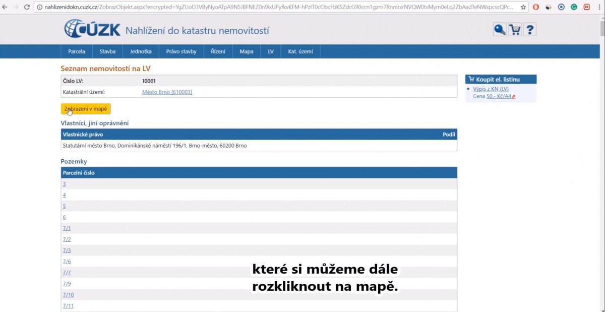nahlížení do katastru nemovitostí